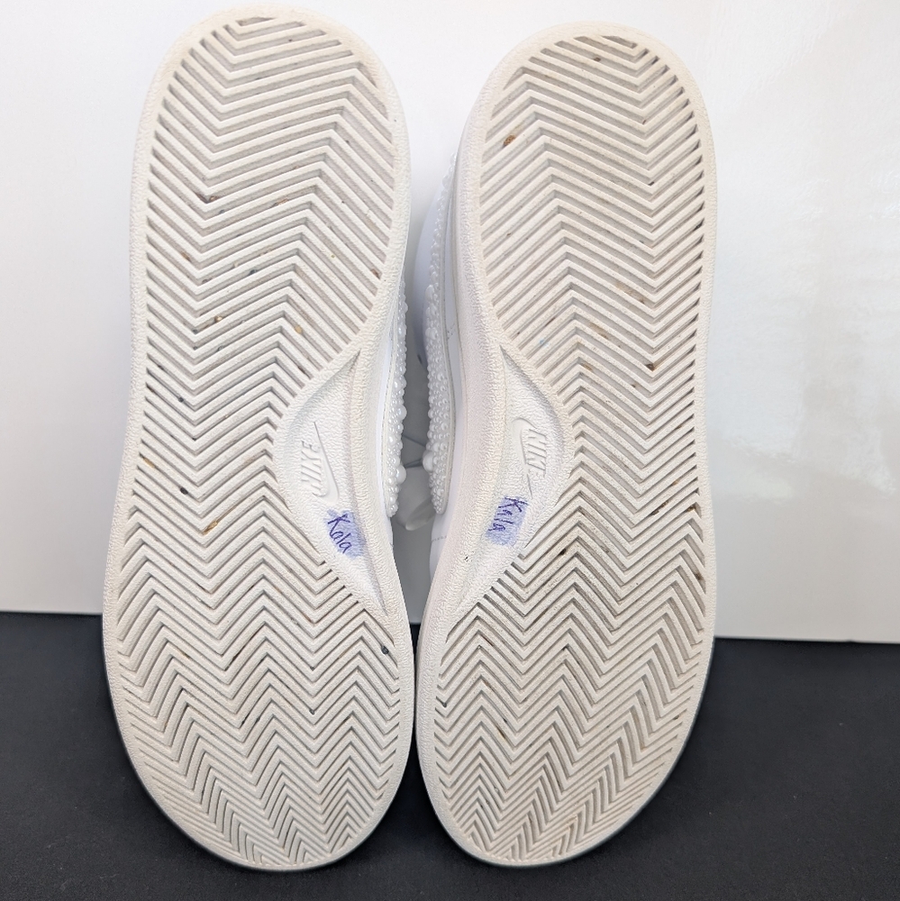 Handmade Pearl Nike Court Royal 2 Mid Sneakers - Custom Artisan Shoes - Picture 10 of 11
